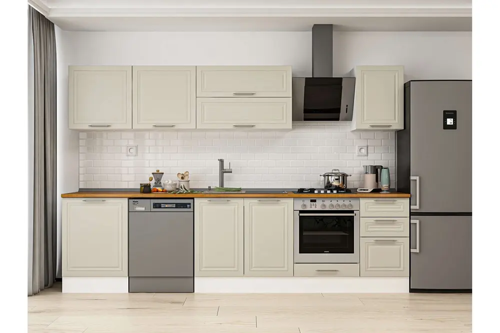 Alvinka 305X210 Cm Klasik Mebran Mutfak Dolabı, M E80S60S45 2 Mebran Kumtaşı Suntalam