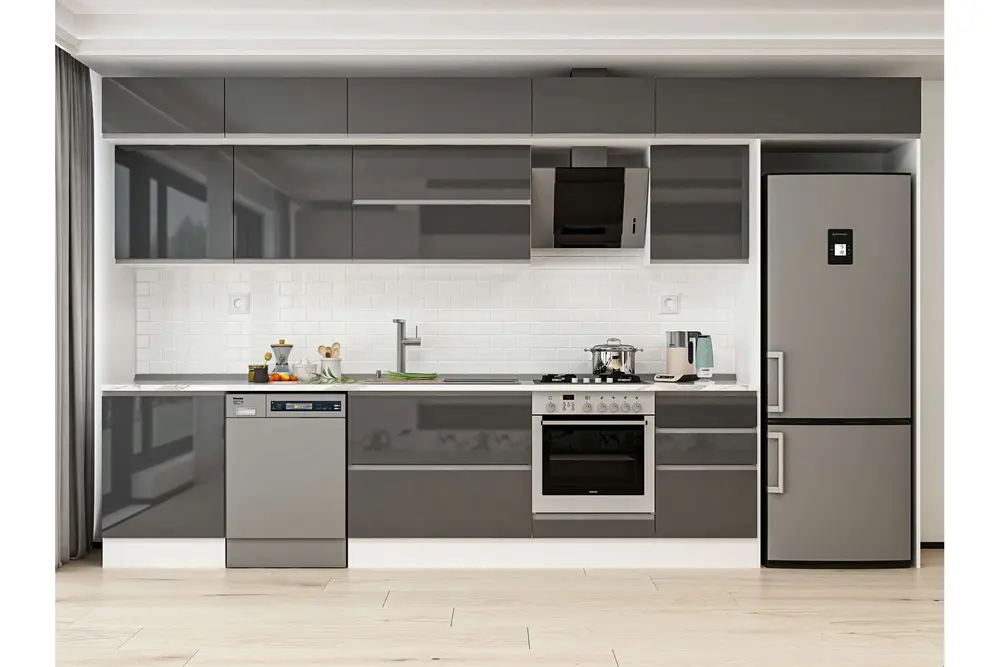 Alvinka 400X240 Cm Mutfak Dolabı, Mb E90S60S50 2 Antrasit Suntalam