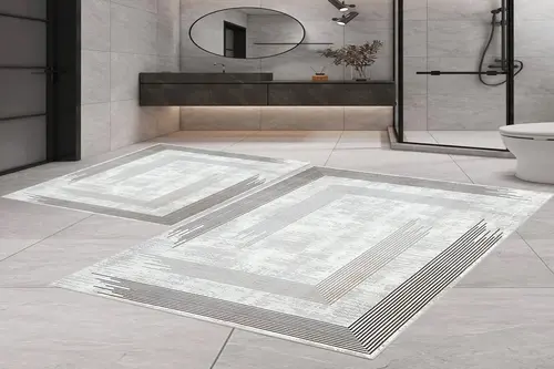Dijital Baskı, Kaymaz Taban İkili Banyo Paspası 100X60 + 60X50 Cm Rvg5-0752