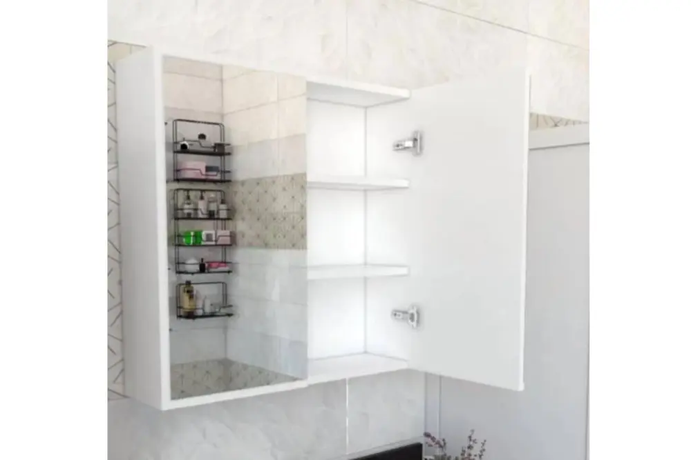 Lisa Raflı Aynalı Banyo Üst Dolabı, Beyaz