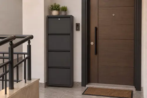 Arles Kilitli Metal Düşer Kapak Ayakkabılık, 4 Raflı