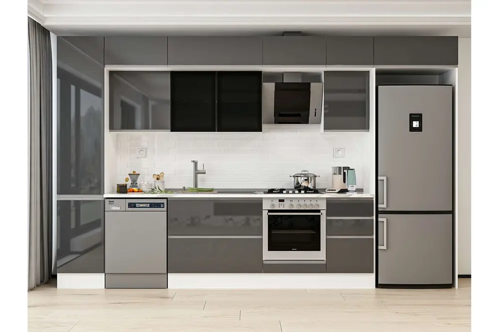 Alvinka 370X240 Cm Mutfak Dolabı, Mbb E80B45S45 3 Antrasit Suntalam
