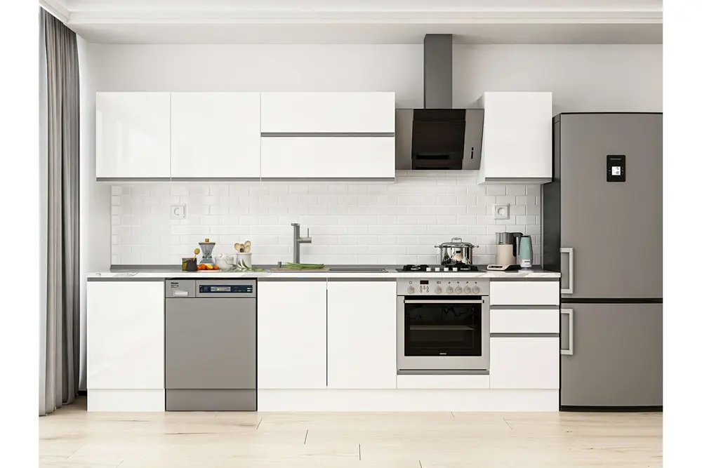 Alvinka 305X210 Cm Mutfak Dolabı, M E90S50S45 2 Beyaz Suntalam