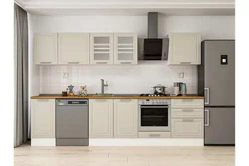 Alvinka 315X210 Cm Klasik Mebran Mutfak Dolabı, M E90S45S60 3 Mebran Kumtaşı Suntalam