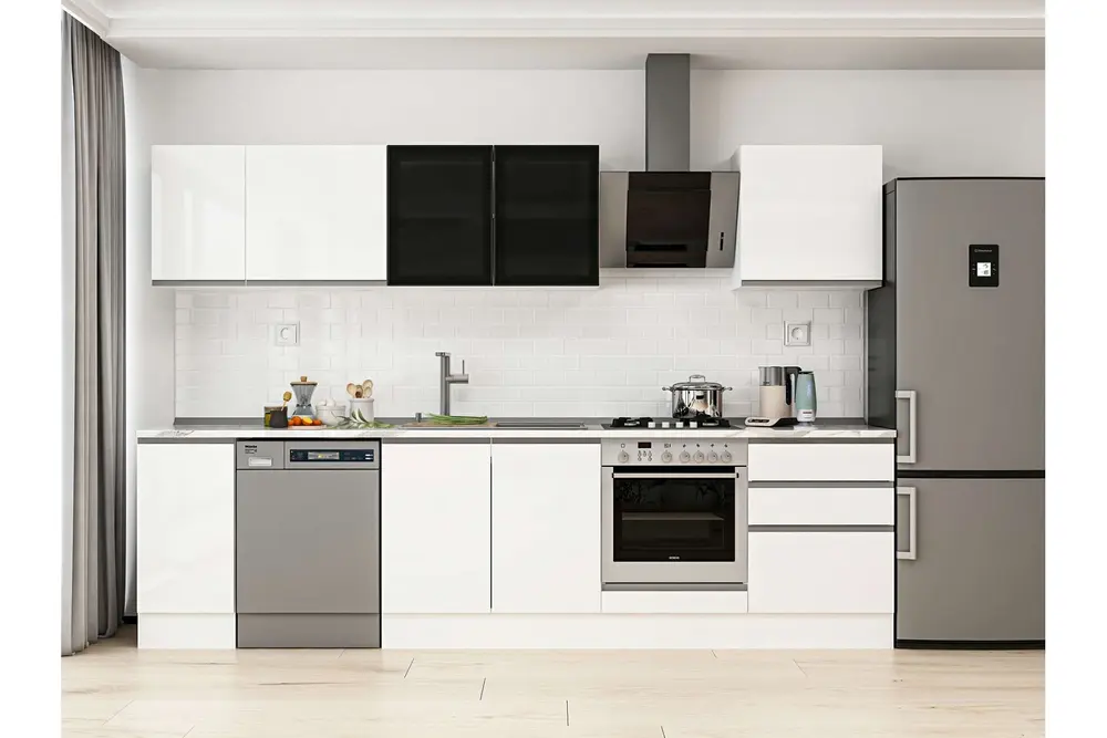 Alvinka 300X210 Cm Mutfak Dolabı, M E80S40S60 3 Beyaz Suntalam