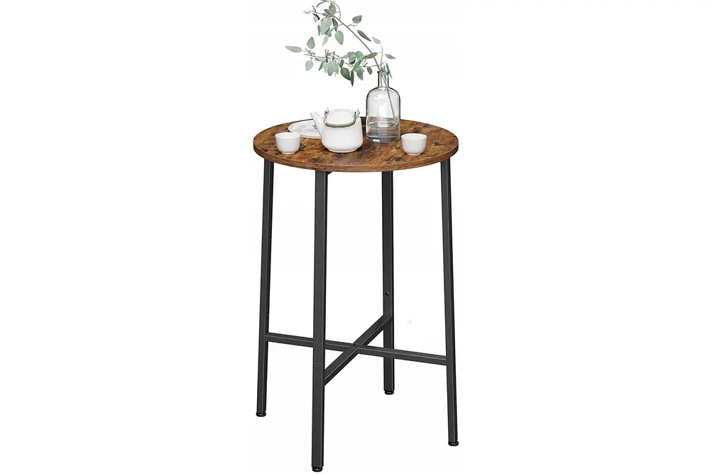 Baro Siyah Metal Ahşap Yemek Masası Yüksek 60X60X90