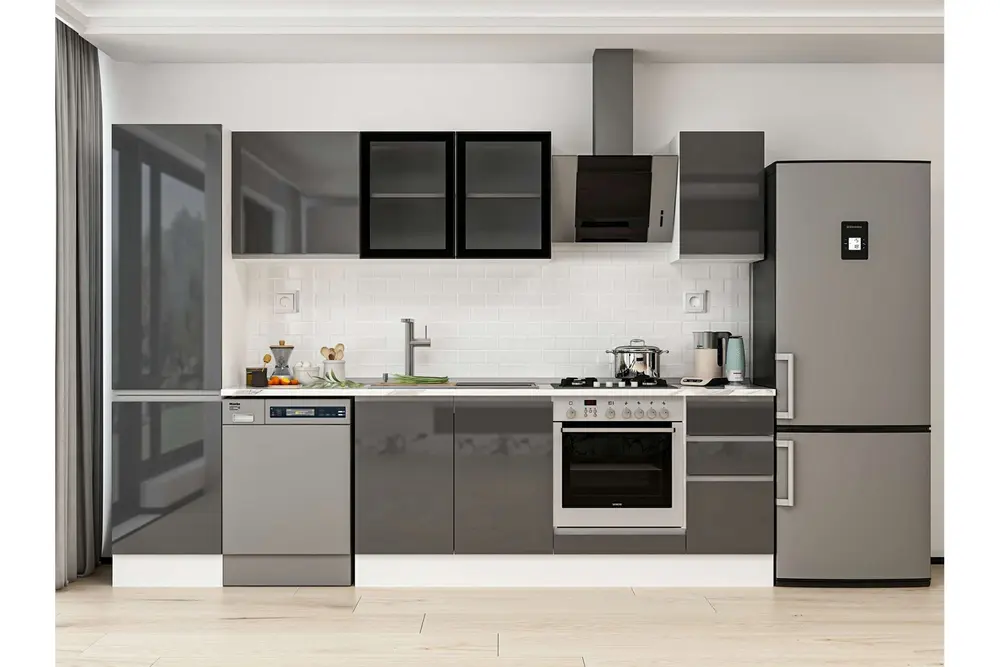 Alvinka 290X210 Cm Mutfak Dolabı, Mb E80B50S40 3 Antrasit Suntalam