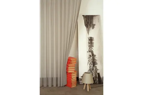 Kırçıllı Keten Seyrek Pile Tül Perde, Gri, 100X260