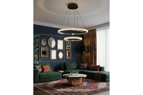 Özcan Aydınlatma Cipale İkili Sarkıt, 40+60 Cm (Kumandalı Sistem) Platin Renk, 2734-2A-24