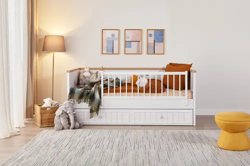 Lora Yavrulu Karyola Takımı, Beyaz, 90X200