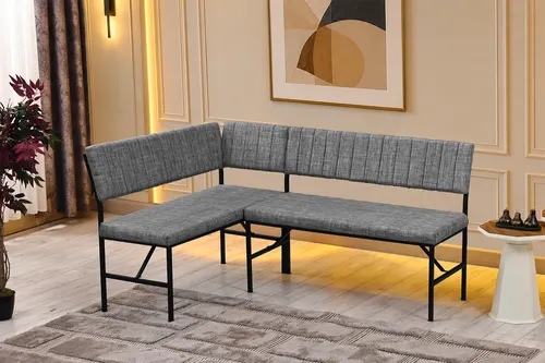Melody Köşe Bench Takımı, Gri, 110X155 Cm