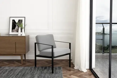 Sky Tekli Koltuk, Açık Gri, Siyah Ayak