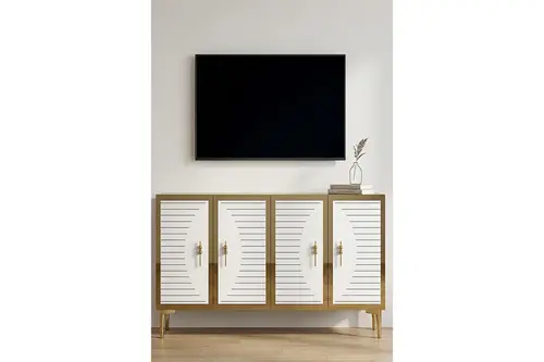 Tuna Konsol Ve Tv Sehpası Beyaz Gold 120 Cm Ka1207Bg