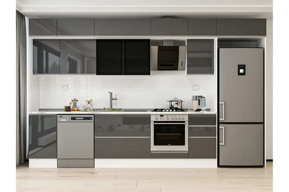 Alvinka 380X240 Cm Mutfak Dolabı, Mb E90S45S45 3 Antrasit Suntalam