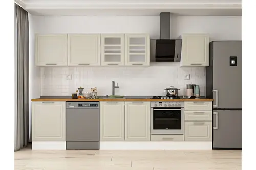 Alvinka 320X210 Cm Klasik Mebran Mutfak Dolabı, M E90S60S50 3 Mebran Kumtaşı Suntalam
