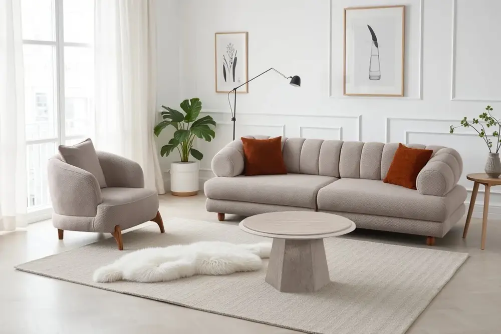 Fancy Sandıklı Sırt Mekanizmalı Koltuk Takımı, Bej