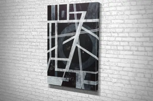 Tablo360 Geometrik Desenli Kanvas Tablo Siyah Beyaz 75X50