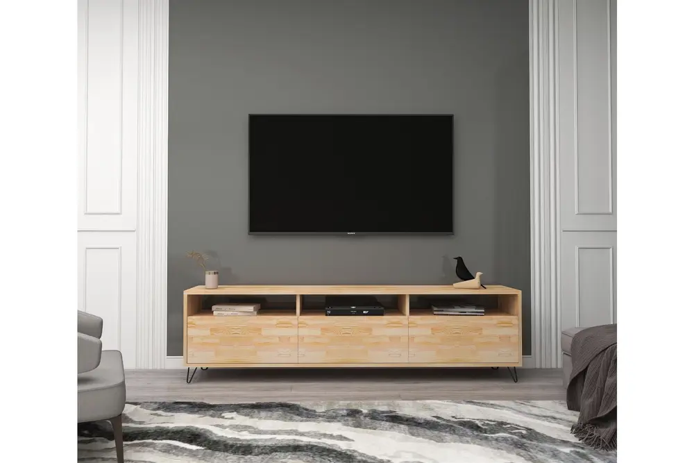 Woodface Holmes Doğal Ahşap Tv Sehpası