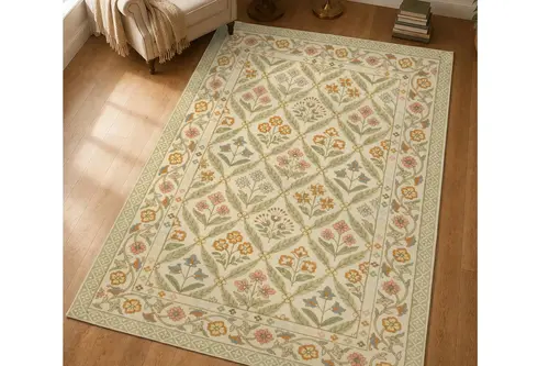 Çiçek Tablosu Dokulu Dokuma Taban Halı, 689 Yng 80X150 Cm