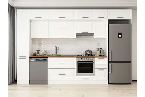 Alvinka 370X240 Cm Klasik Mebran Mutfak Dolabı, Mbb E90B40S40 1 Mebran Beyaz Suntalam