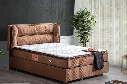 Barselona Baza Başlık Real Pedli Yatak Açık Kahve, 150X200