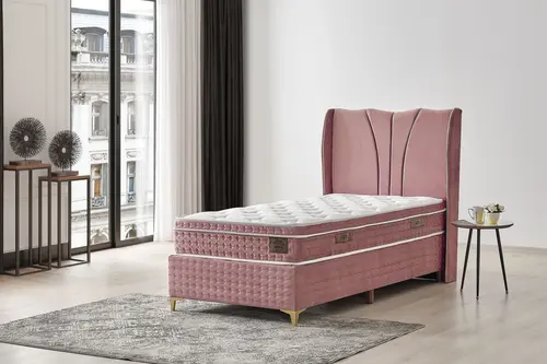 Bella Baza Başlık Yatak Seti, Pembe, 90X190