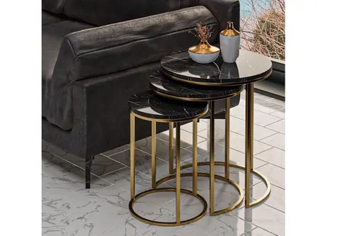 Tubihome Zigon Sehpa Takımı, Gold Ayak