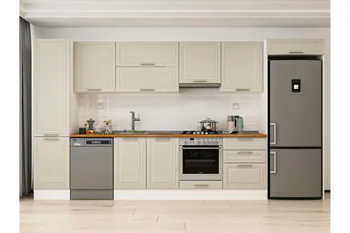 Alvinka 390X222 Cm Klasik Mebran Mutfak Dolabı, Mbb E80B50S60 1 Mebran Kumtaşı Suntalam