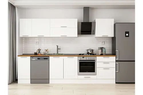 Alvinka 310X210 Cm Klasik Mebran Mutfak Dolabı, M E90S40S60 2 Mebran Beyaz Suntalam