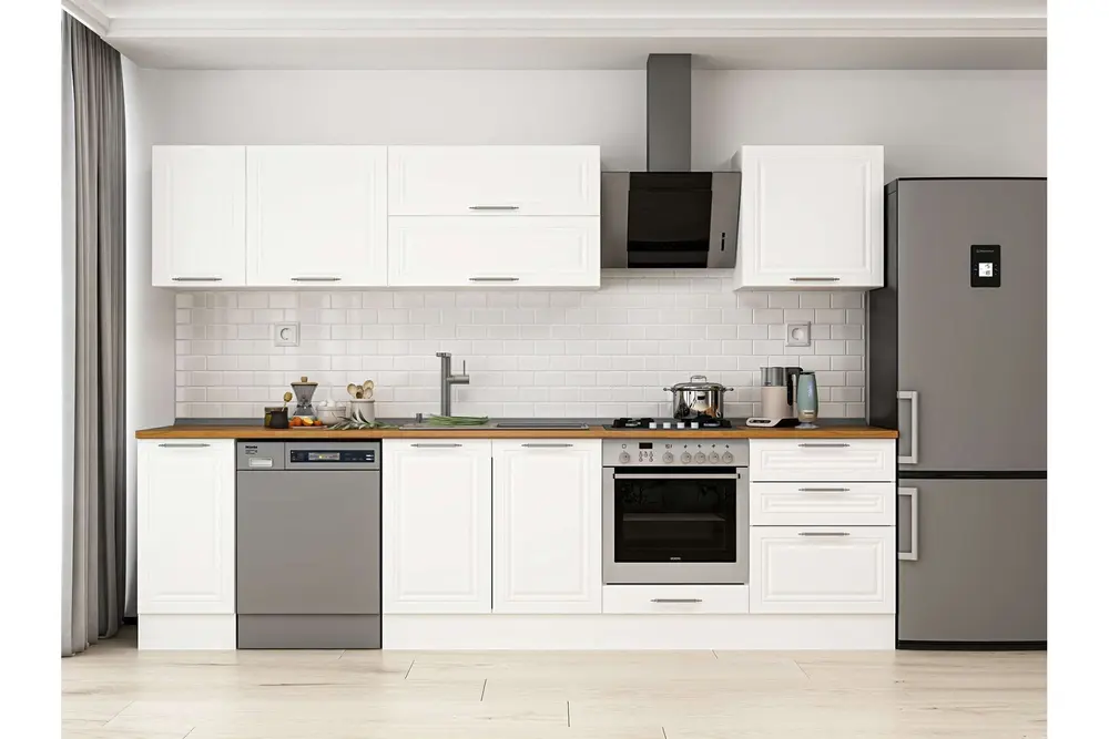 Alvinka 310X210 Cm Klasik Mebran Mutfak Dolabı, M E90S40S60 2 Mebran Beyaz Suntalam