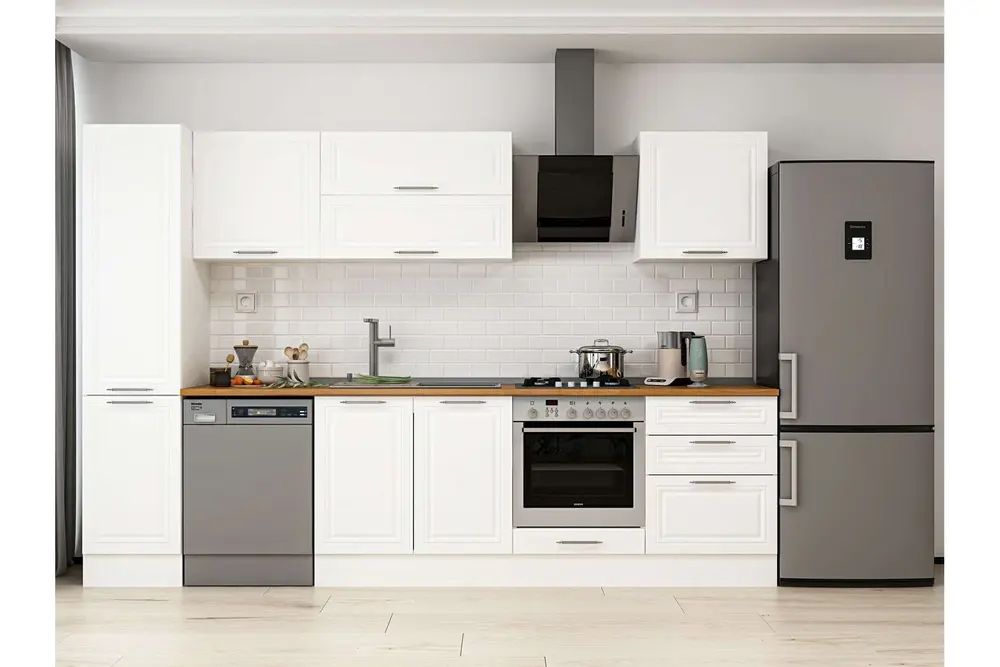 Alvinka 315X210 Cm Klasik Mebran Mutfak Dolabı, Mb E90B45S60 2 Mebran Beyaz Suntalam