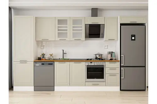 Alvinka 380X222 Cm Klasik Mebran Mutfak Dolabı, Mbb E80B60S40 3 Mebran Kumtaşı Suntalam