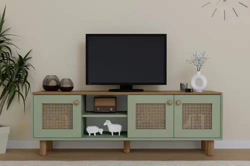 Bohem Natura Pvc Hasır Desen Tv Ünitesi, Natura Yeşil