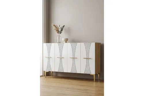 Slim Konsol Ve Tv Sehpası Safirmeşe Beyaz Gold 120 Cm Ka1232Dbg
