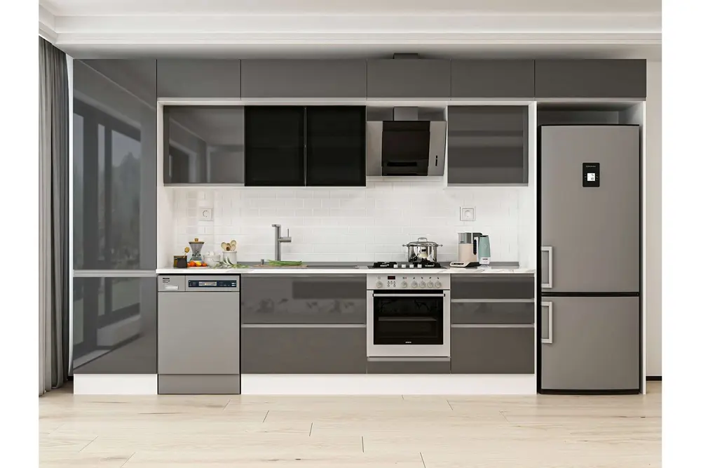 Alvinka 400X240 Cm Mutfak Dolabı, Mbb E80B60S60 3 Antrasit Suntalam