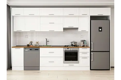 Alvinka 375X240 Cm Klasik Mebran Mutfak Dolabı, Mb E90S45S40 1 Mebran Beyaz Suntalam