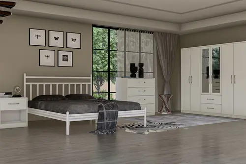 Metalia Yatak Odası Takımı, Beyaz, 6 Kapaklı