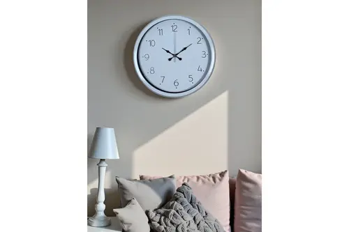 Sade Tasarım Beyaz Metal Standart Duvar Saati 40 Cm