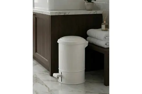The Mia Stripe Mutfak Ve Banyo Çöp Kovası, Beyaz, 5 Lt