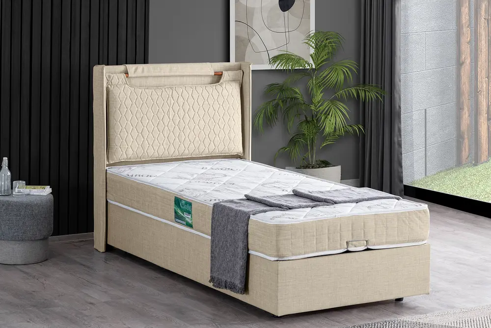 Zagreb Baza Başlık Ve Comfort Yatak Seti, Krem, 90X190