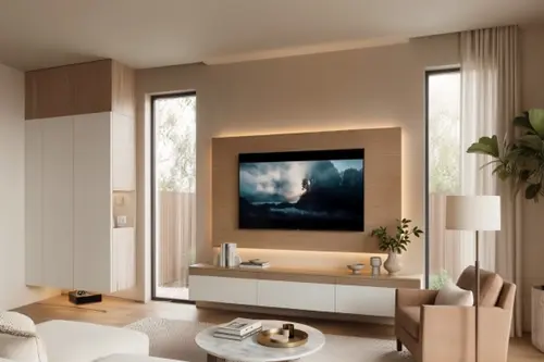 Purelıne Ledli Duvar Tv Ünitesi, Beyaz Meşe, 140 Cm