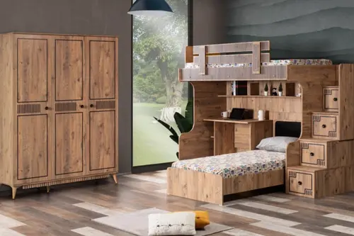 Natural Ranzalı Genç Odası Takımı, 3 Kapaklı