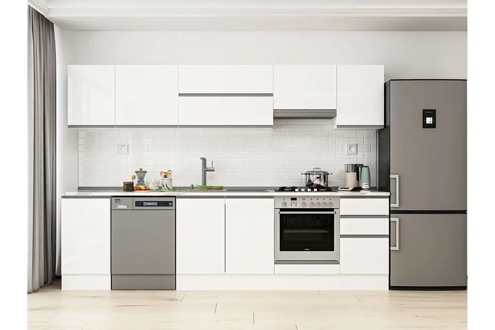 Alvinka 290X210 Cm Mutfak Dolabı, M E80S45S45 1 Beyaz Suntalam