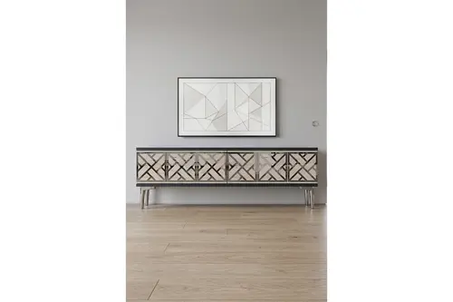 Arex Tv Sehpası Antrasit Traverten Silver 120 Cm Tsa1238Ats