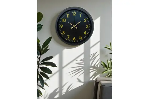 Siyah Standart Metal Dekoratif Duvar Saati 40 Cm