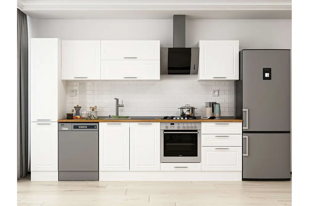 Alvinka 310X210 Cm Klasik Mebran Mutfak Dolabı, Mb E90B40S60 2 Mebran Beyaz Suntalam