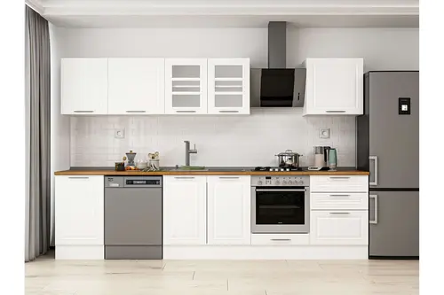 Alvinka 320X210 Cm Klasik Mebran Mutfak Dolabı, M E90S50S60 3 Mebran Beyaz Suntalam
