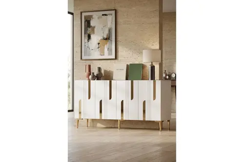 Nota Konsol Ve Tv Sehpası, Beyaz Gold, 180 Cm, Ka1831Bg