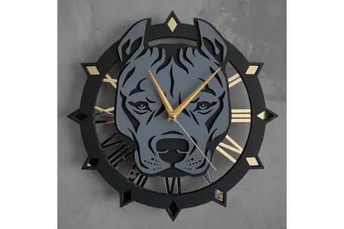 Pitbull Silüeti Duvar Saati