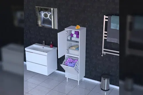 İlkim Alt Modül Sepet Üst Modül Kapak Banyo Dolabı, 35 Cm